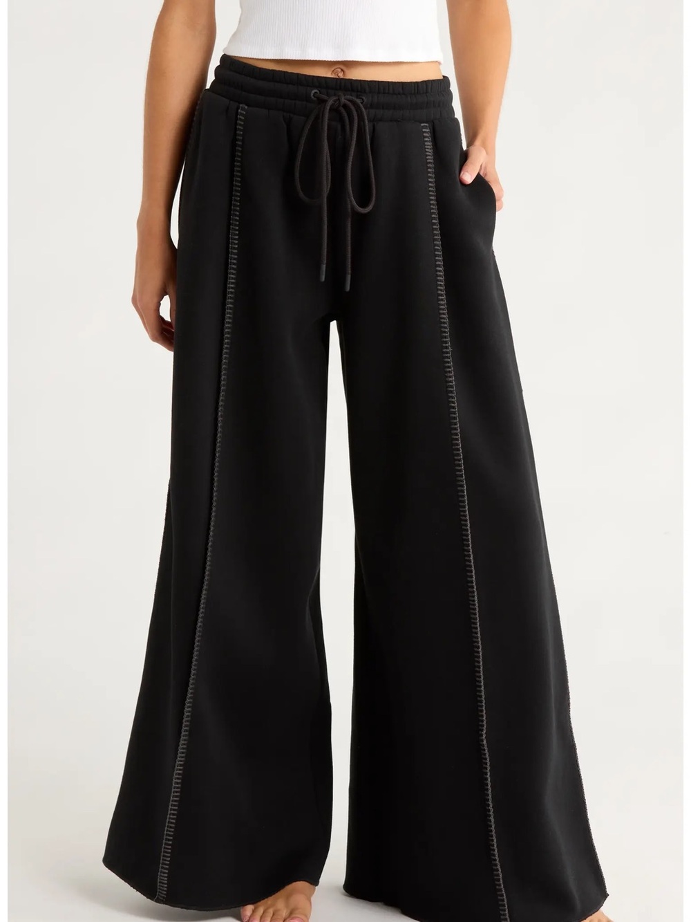 UGG Black Wide-Leg High-Waist Drawstring Pants - Picture 2 of 5